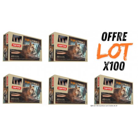 Lot munitions Norma TipStrike Varmint 55g - Cal. 222 Rem - X100 munitions